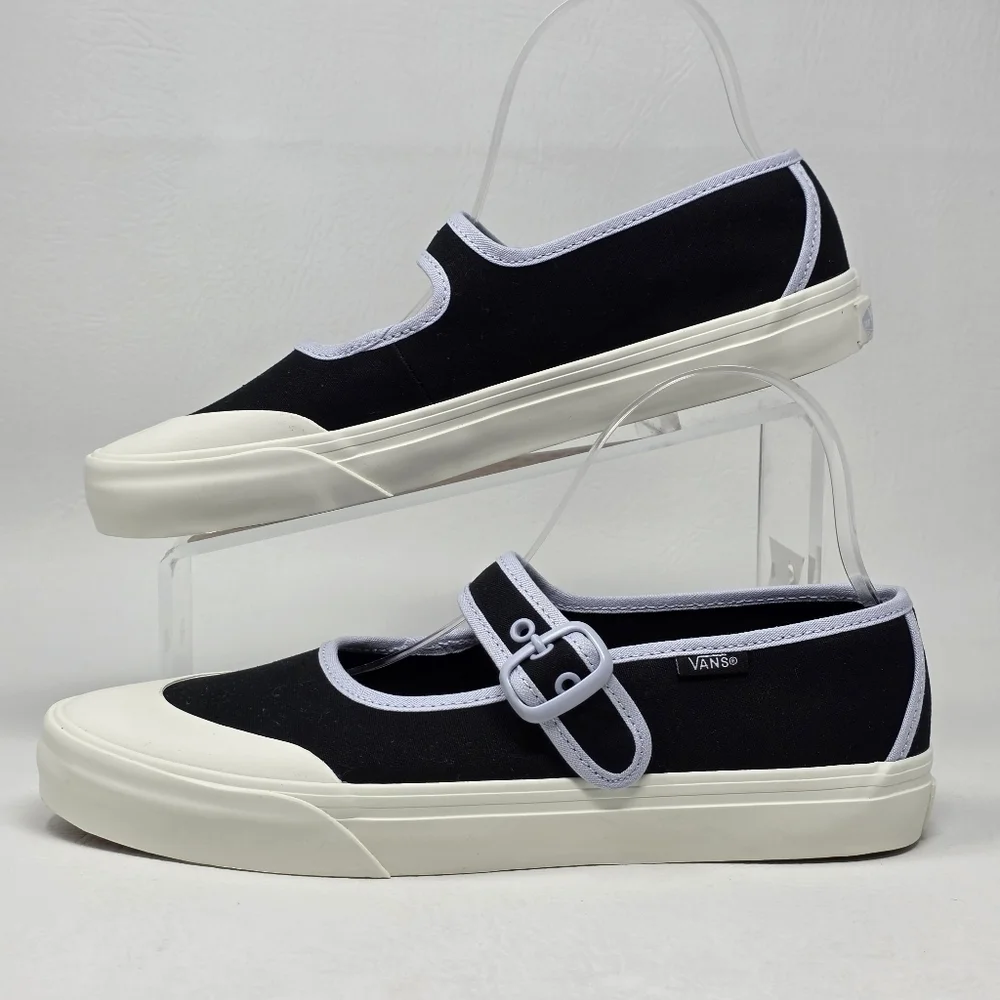 Vans Mary Jane Women's Black White Blue Buckle Design Sneakers 500714 Size 5 New